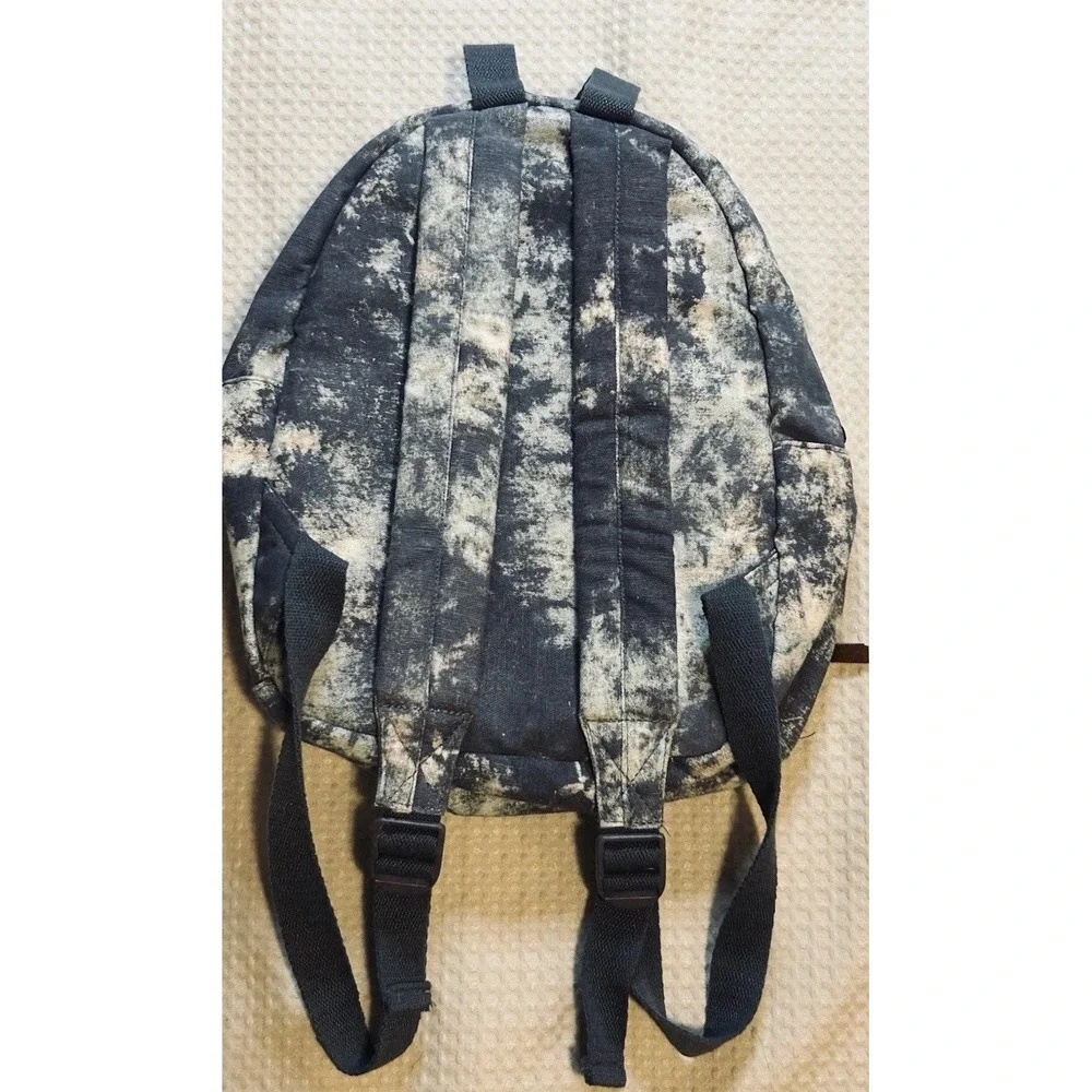 Roxy Backpack - Book Bag - Day Pack Tie-Dyed Multiple Zipper Pockets Blue Gray